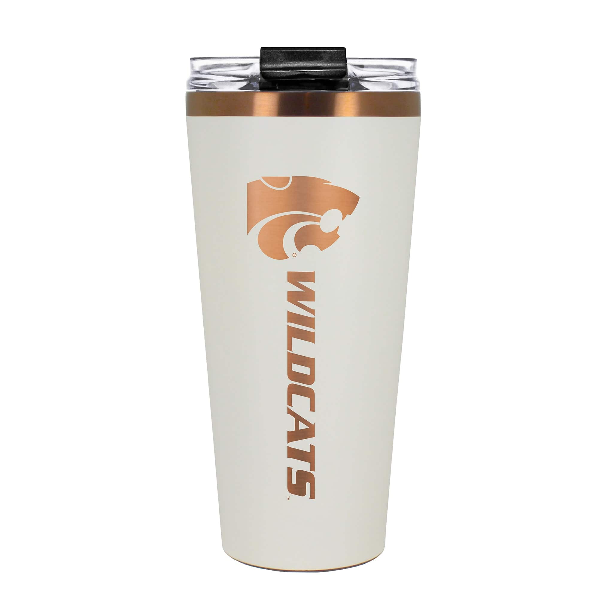 Front. Great American Products - Kansas State Wildcats 30oz. Big Slim Tumbler - Cream.