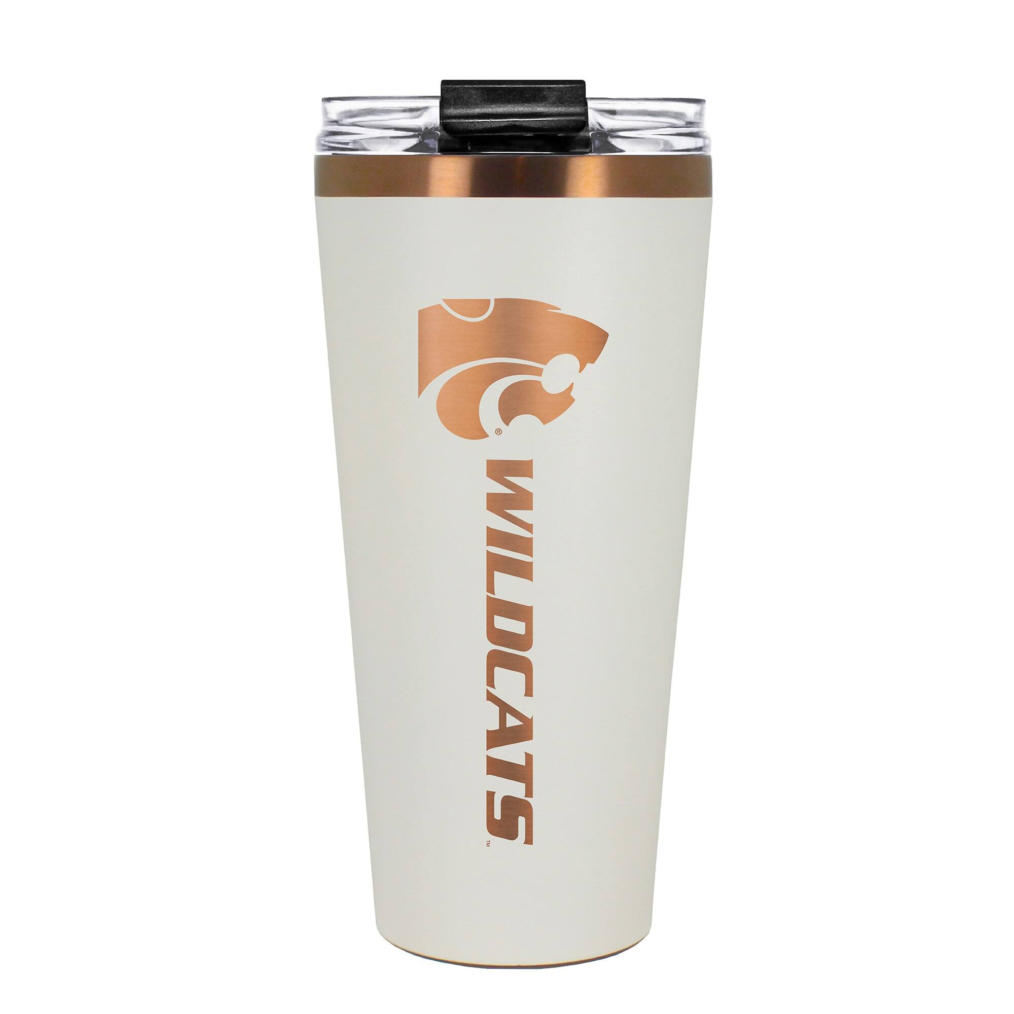 Front. Great American Products - Kansas State Wildcats 30oz. Big Slim Tumbler - Cream.