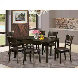 East West Furniture - 7 Pc formal Dining room set-Dinette Table and 6 Dining Chairs - Cappuccino