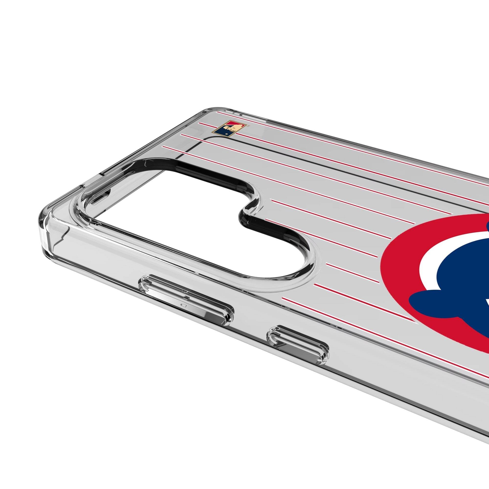 Alt View 2. Keyscaper - Chicago Cubs 1979-1998 Cooperstown Pinstripe Galaxy Clear Case - S25 Ultra - Multicolor.