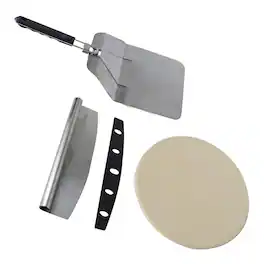 AmeriHome - 3 Piece Professional Style Home Pizza Stone Oven Set - Gray/Silver