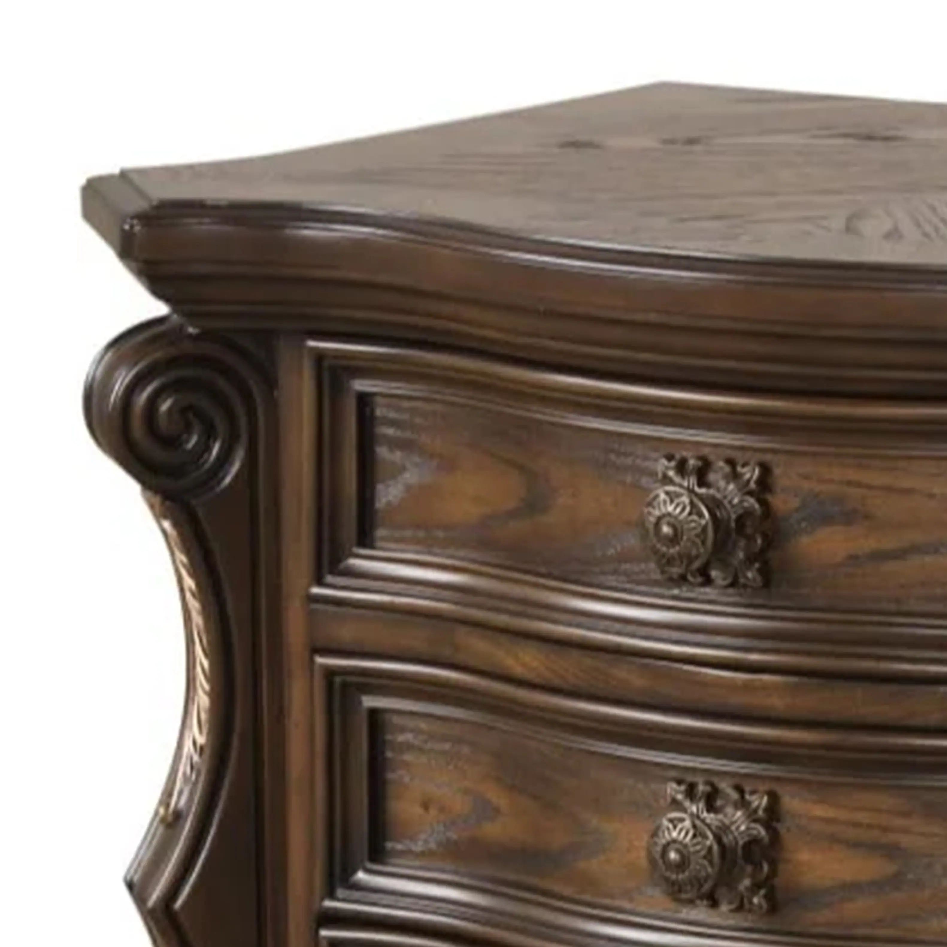 Alt View 1. Manhattan Lane - Leova Nightstand, 2 Drawers, USB A-C, 31 Inch - Dark Brown, Bronze.
