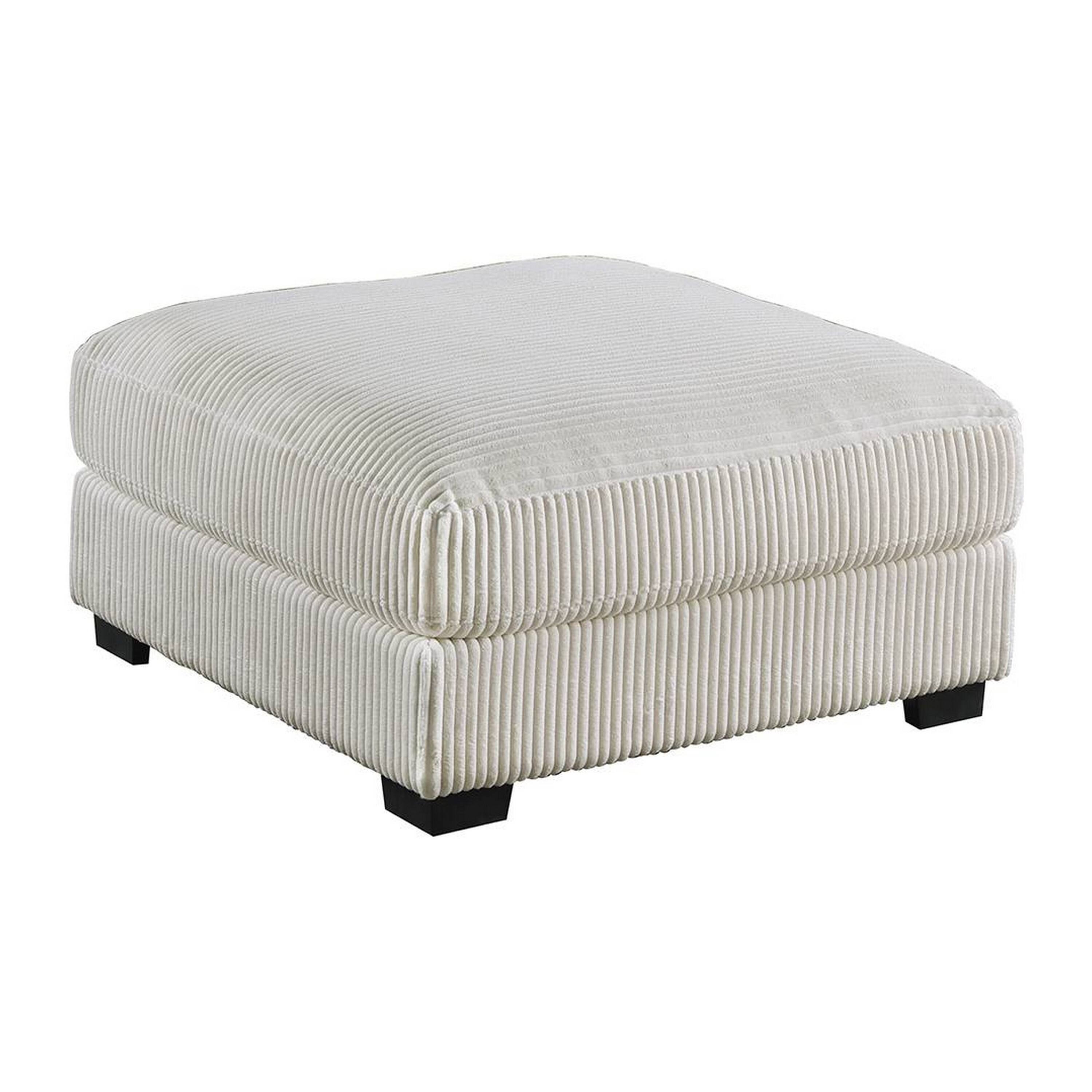 Alt View 1. Manhattan Lane - Joana Cocktail Ottoman, Light Gray Wide Welt Corduroy Fabric, 37 Inch - Gray, Black.