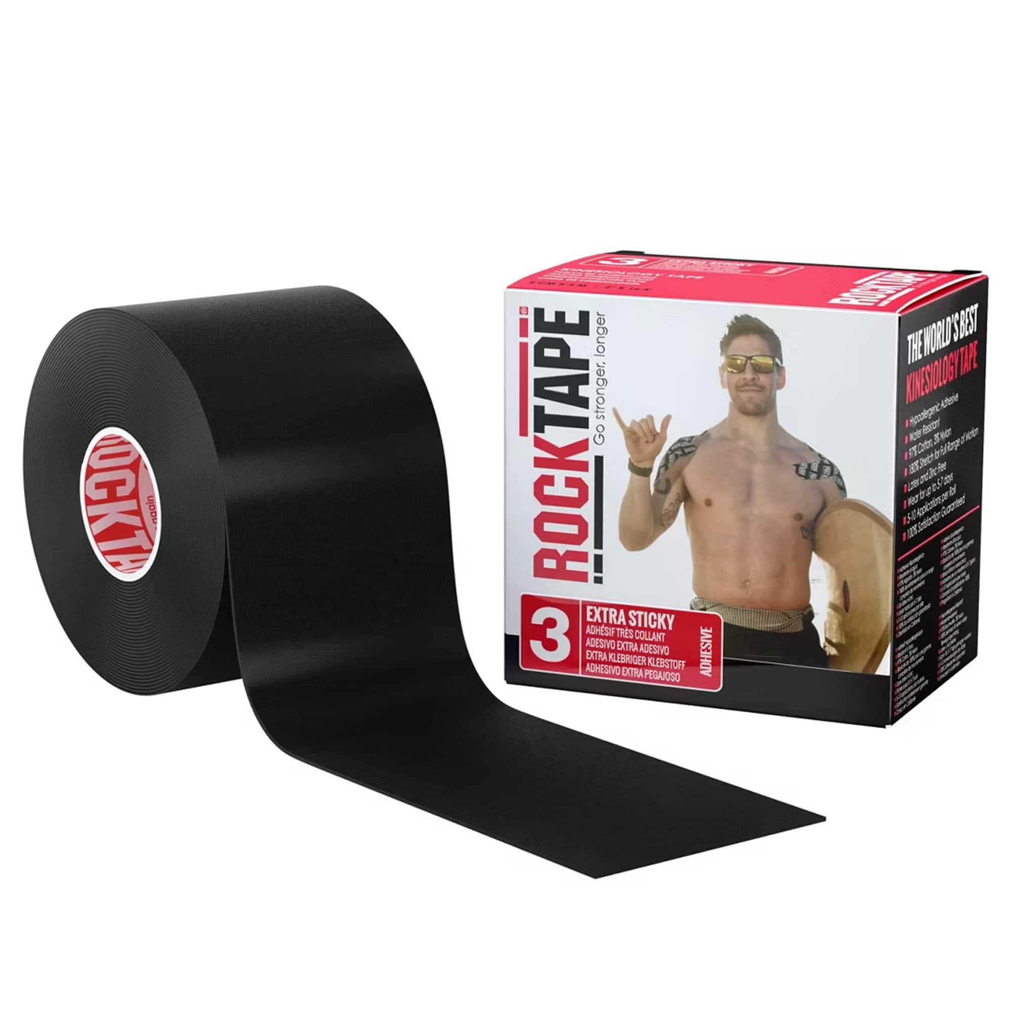 RockTape - Standard Extra Sticky Athletic Tape - Black