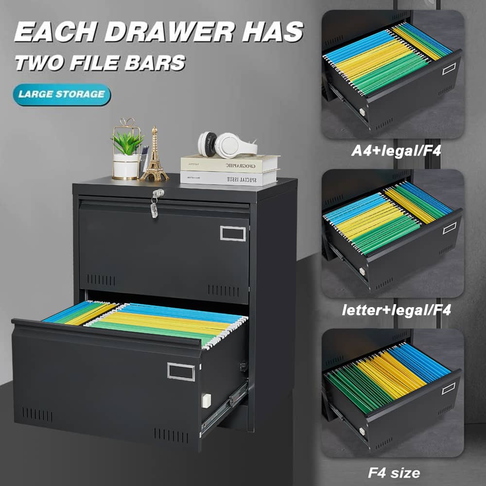 EACH DRAWER HAS  
TWO FILE BARS  

LARGE STORAGE  

A4+legal/F4  
letter+legal/F4  
F4 size
