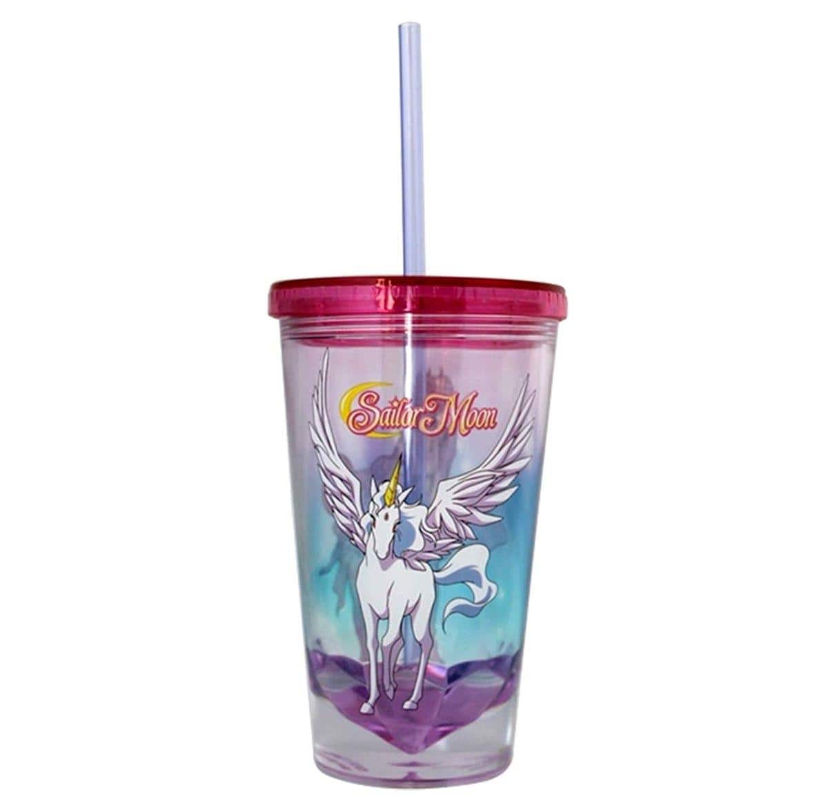 Just Funky - Sailor Moon Pegasus Diamond Bottom 16oz Carnival Cup w/ Straw & Lid - Pink