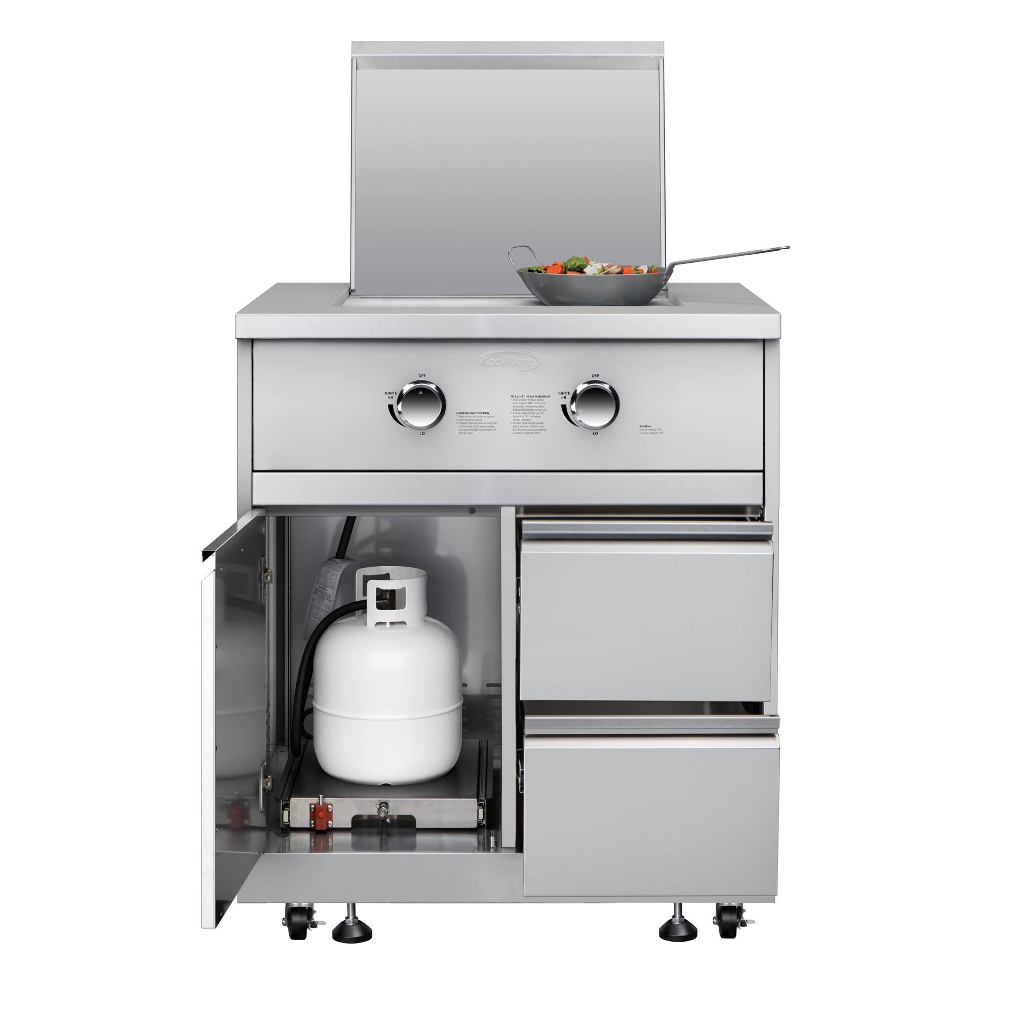 Back. Koolmore - 32 in. Outdoor Kitchen Liquid Propane Side Burner with Bottom Cabinet in Stainless-Steel (KM-OKS-SBC) - Stainless Steel.