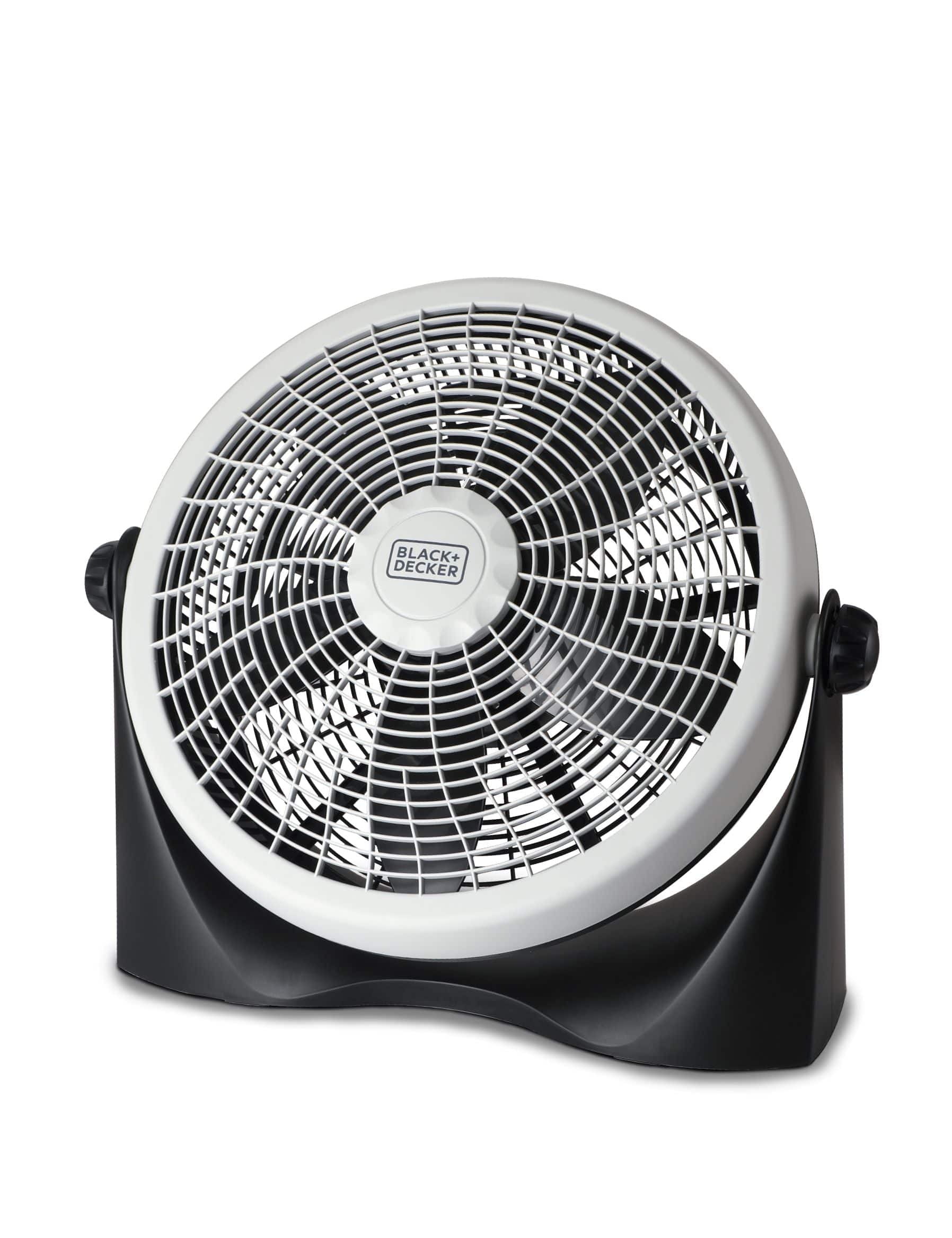 Black+Decker - Floor Fan with 3 Fan Settings, Gray - Black