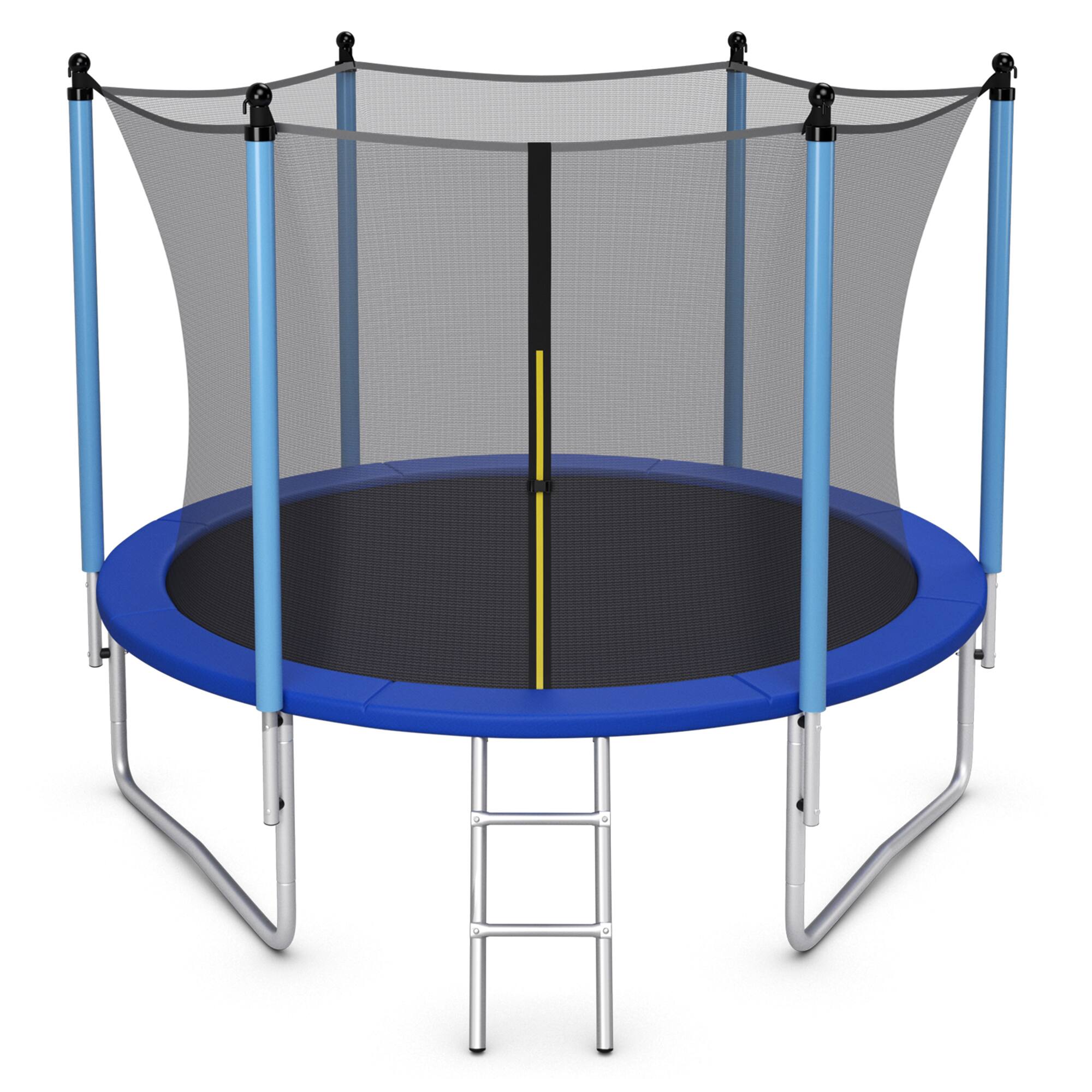 Alt View 5. Gymax - Gymax 10FT Jumping Exercise Recreational Bounce Trampoline for Kids W/Safety Enclosure - Blue, Grey.