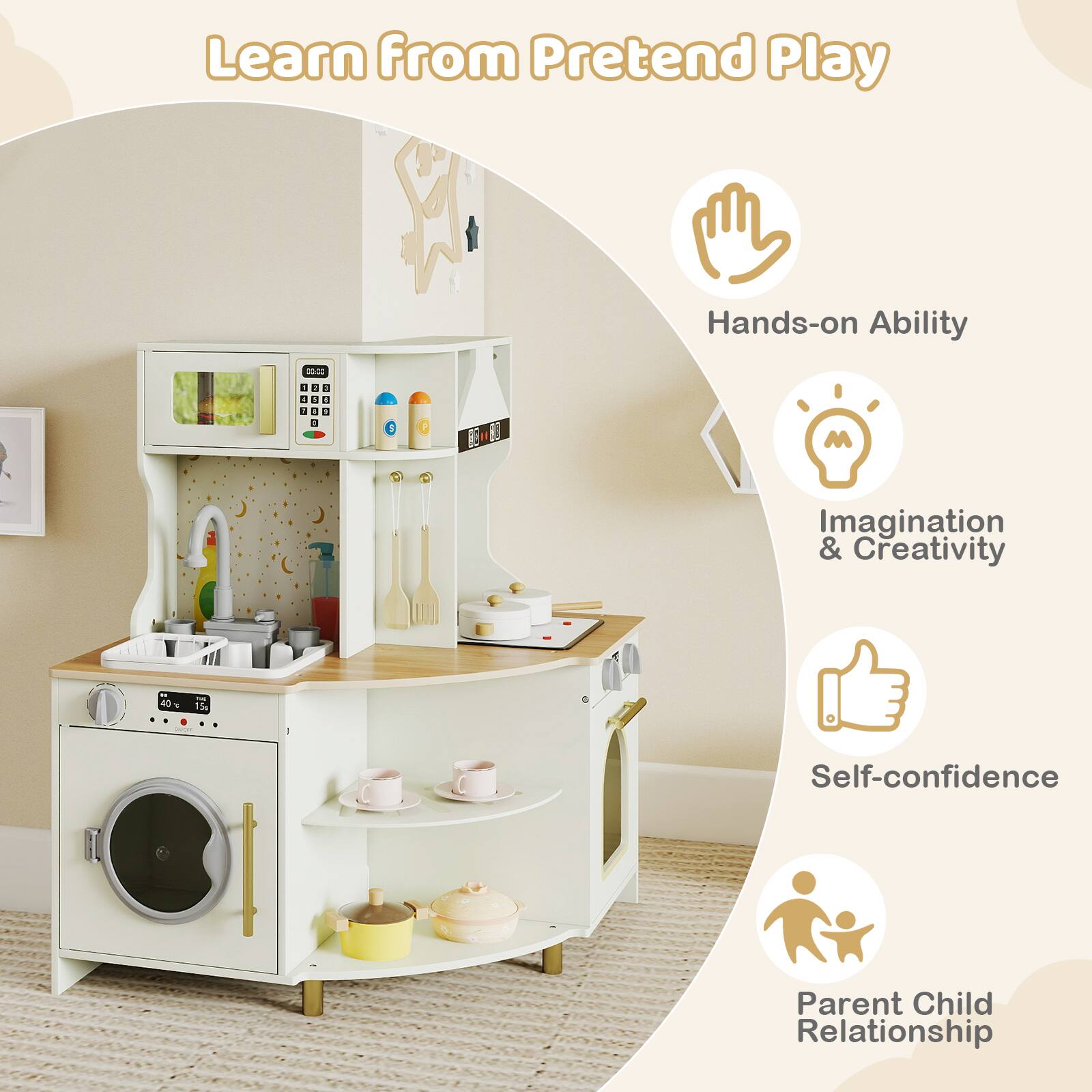 Learn from Pretend Play

- Hands-on Ability
- Imagination & Creativity
- Self-confidence
- Parent Child Relationship