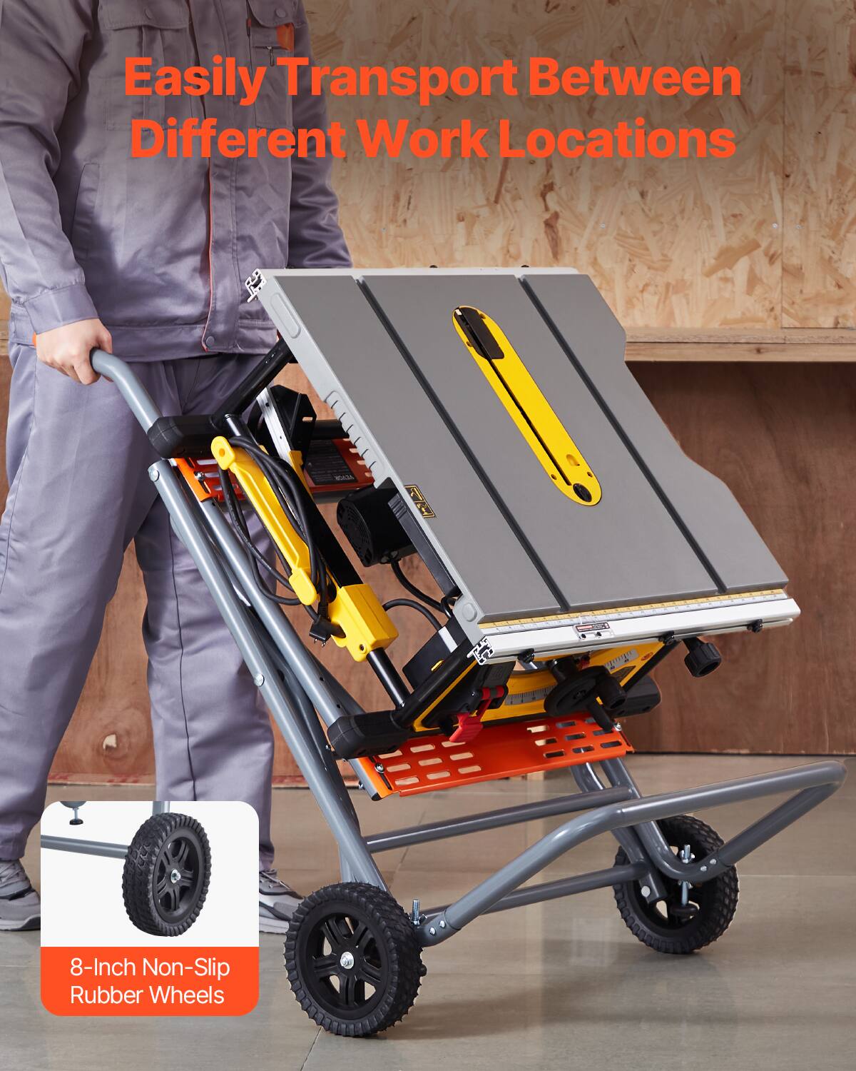 Easily Transport Between Different Work Locations

1. 8-Inch Non-Slip Rubber Wheels