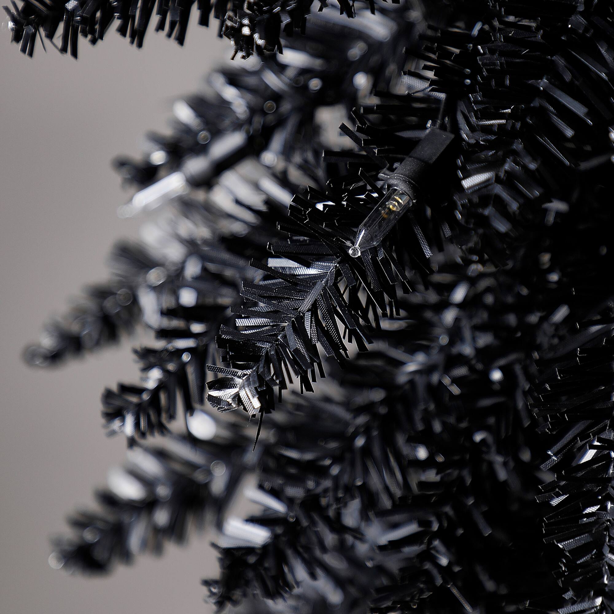 Alt View 5. Home Heritage - Home Heritage Tinsel 7' Pencil 150 LED Pre-Lit Artificial Christmas Tree, Black - Black.