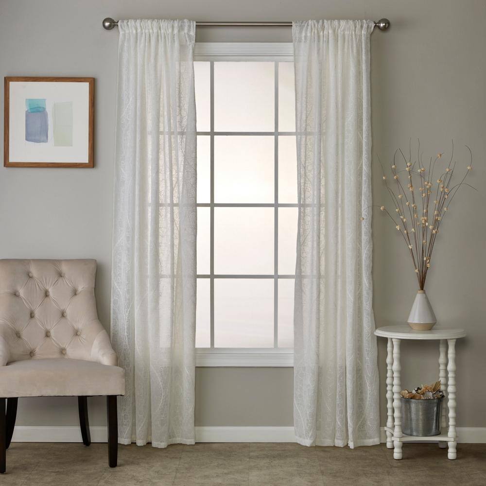 Left. SKL Home - SKL Home By Saturday Knight Ltd Isabella Lace Window Curtain Panel - 52" x 84" White - White.