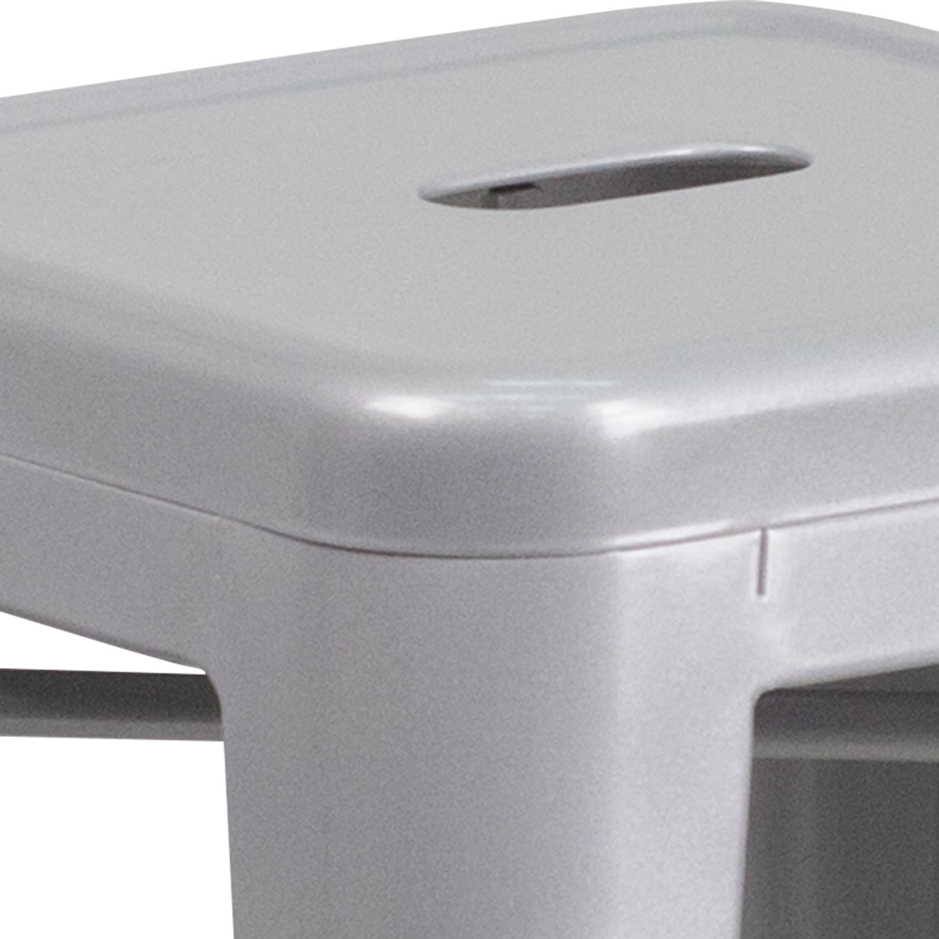 Alt View 5. Emma + Oliver - Commercial Grade 24"H Backless Metal Indoor-Outdoor Counter Stool w/ Square Seat - Silver.