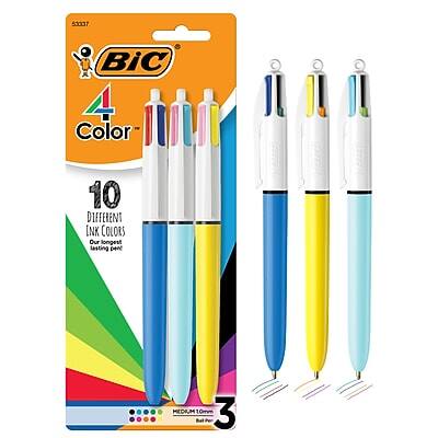 BIC America - BIC 4-Color Retractable Ballpoint Pen, Medium Point, Assorted Inks, 3/Pack (MMXP31-AST)