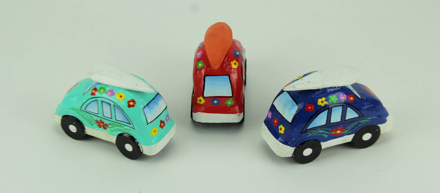 Alt View 2. Chesapeake Bay - Colorful Wood Surfer Flower Power Beach Buggy Set of 3 - Blue.