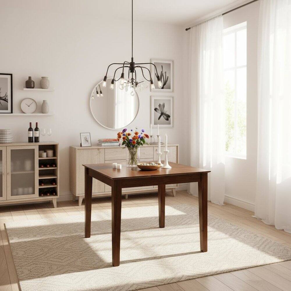 Alt View 4. FurniFact - Small Square Wood Kitchen Table - Multi.