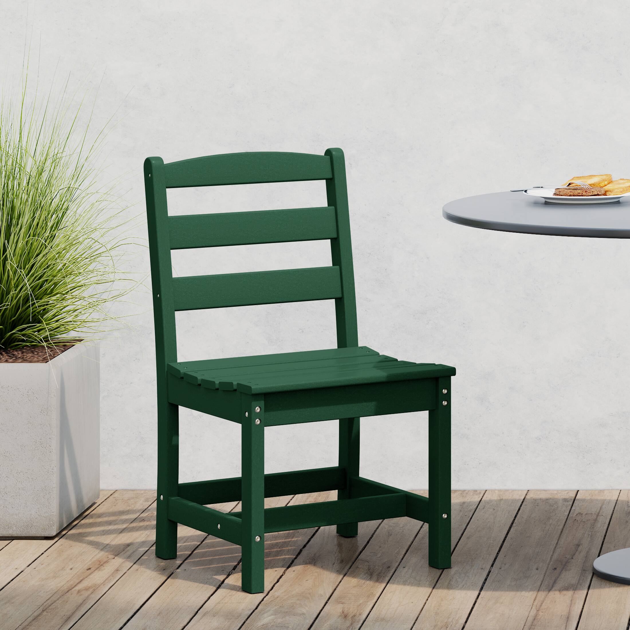Angle. WestinTrends - WestinTrends Ashore Outdoor HDPE Patio Classic Armless Dining Side Chair - Dark Green.