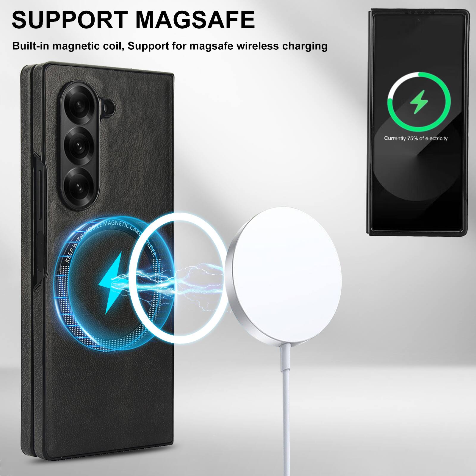 SUPPORT MAGSAFE

Built-in magnetic coil, Support for magsafe wireless charging

Currently 75% of electricity