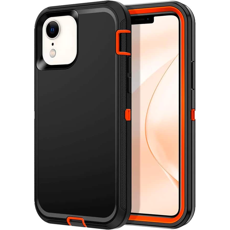 Entronix - Case Compatible with iPhone XR - Triple-Layer Heavy Duty Protection - Orange