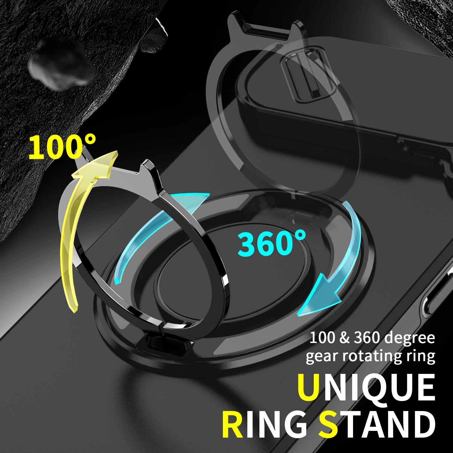100° 360° 100 & 360 degree gear rotating ring UNIQUE RING STAND