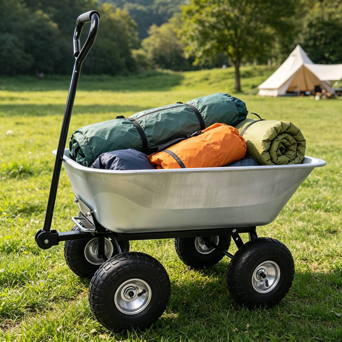 Alt View 8. Loheer - Loheer Folding Poly Garden Dump Truck Steel Frame Garden Cart 300 lb Capacity Silver.