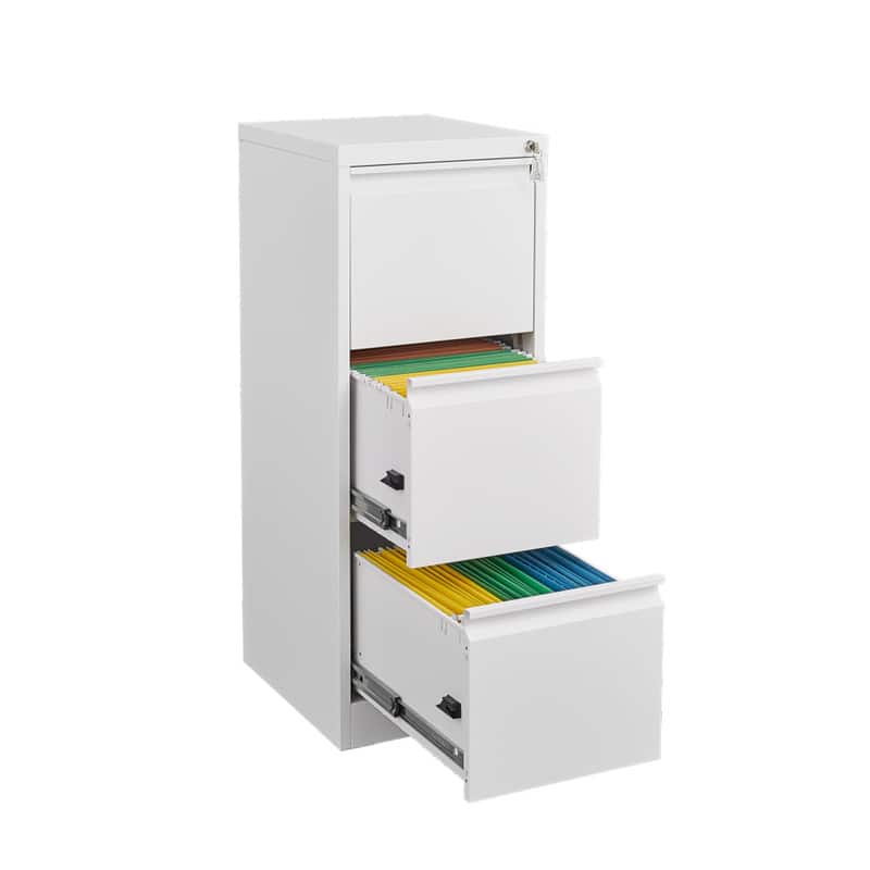 HTUTWOO - 3 Drawer File Cabinet with Lock - Two Drawer Filing Cabinet, Vertical File Cabinet for Office Organizer Storage Cabinet - White