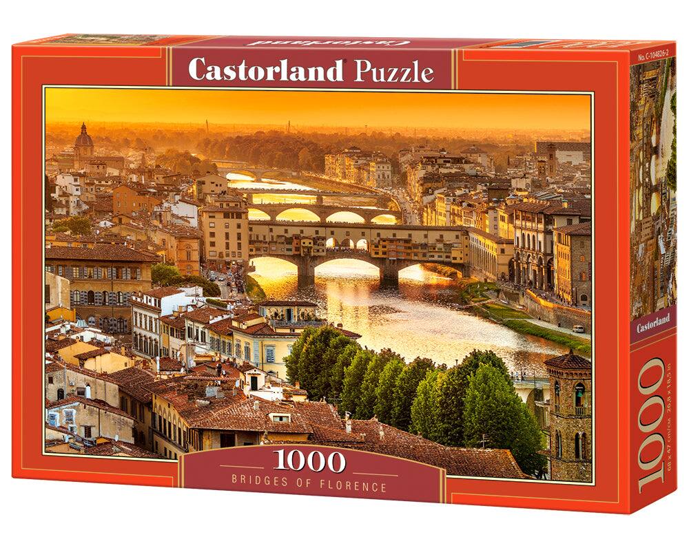 Castorland - 1000 Piece Jigsaw Puzzle, Bridges of Florence, Arno, Tuscany, puzzle of Italy, Adult Puzzle, C-104826-2 - Red
