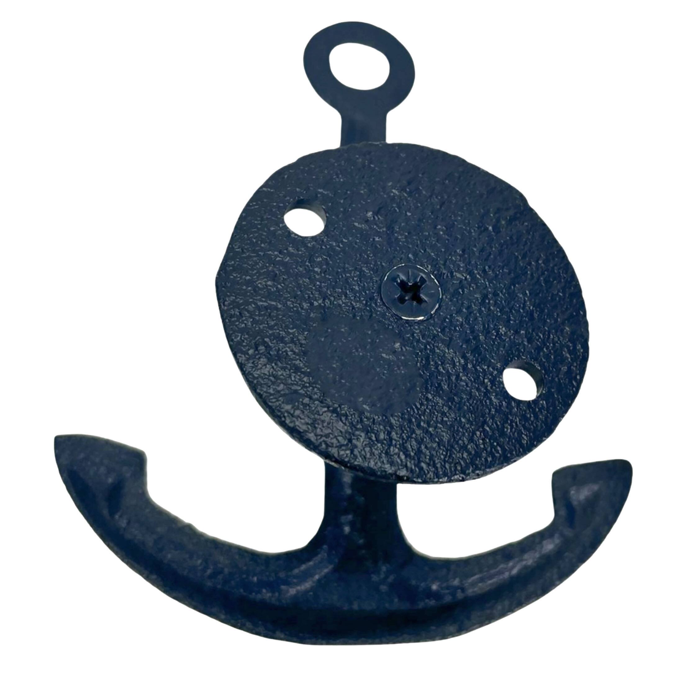 Alt View 4. Things2Die4 - Set of 3 Navy Cast Iron Anchor Wall Hooks Nautical Coat Towel Hat Hangers Décor - Navy.