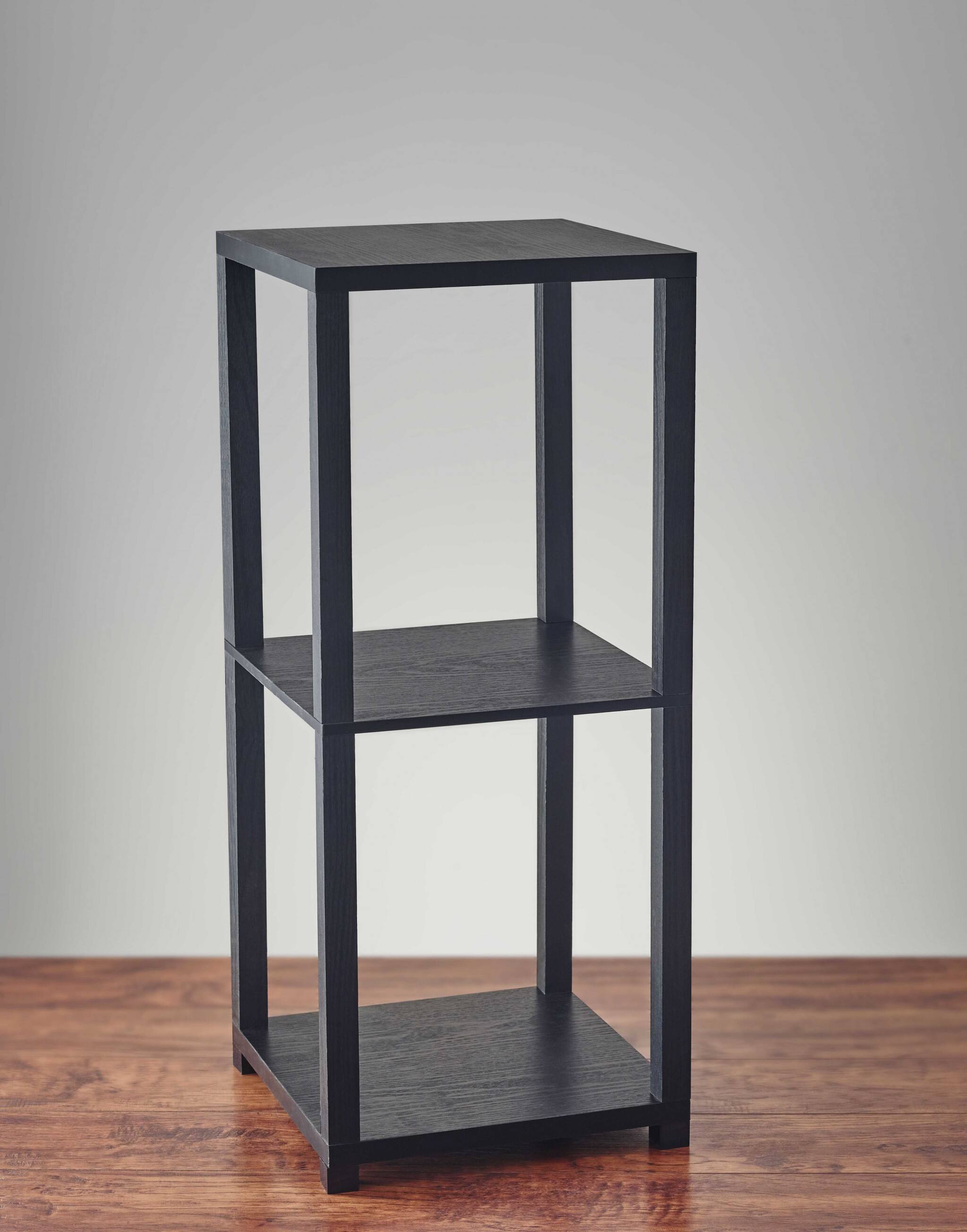 Back. Hivvago - Hivvago 28 Inch Square End Table With Two Shelves - Black.