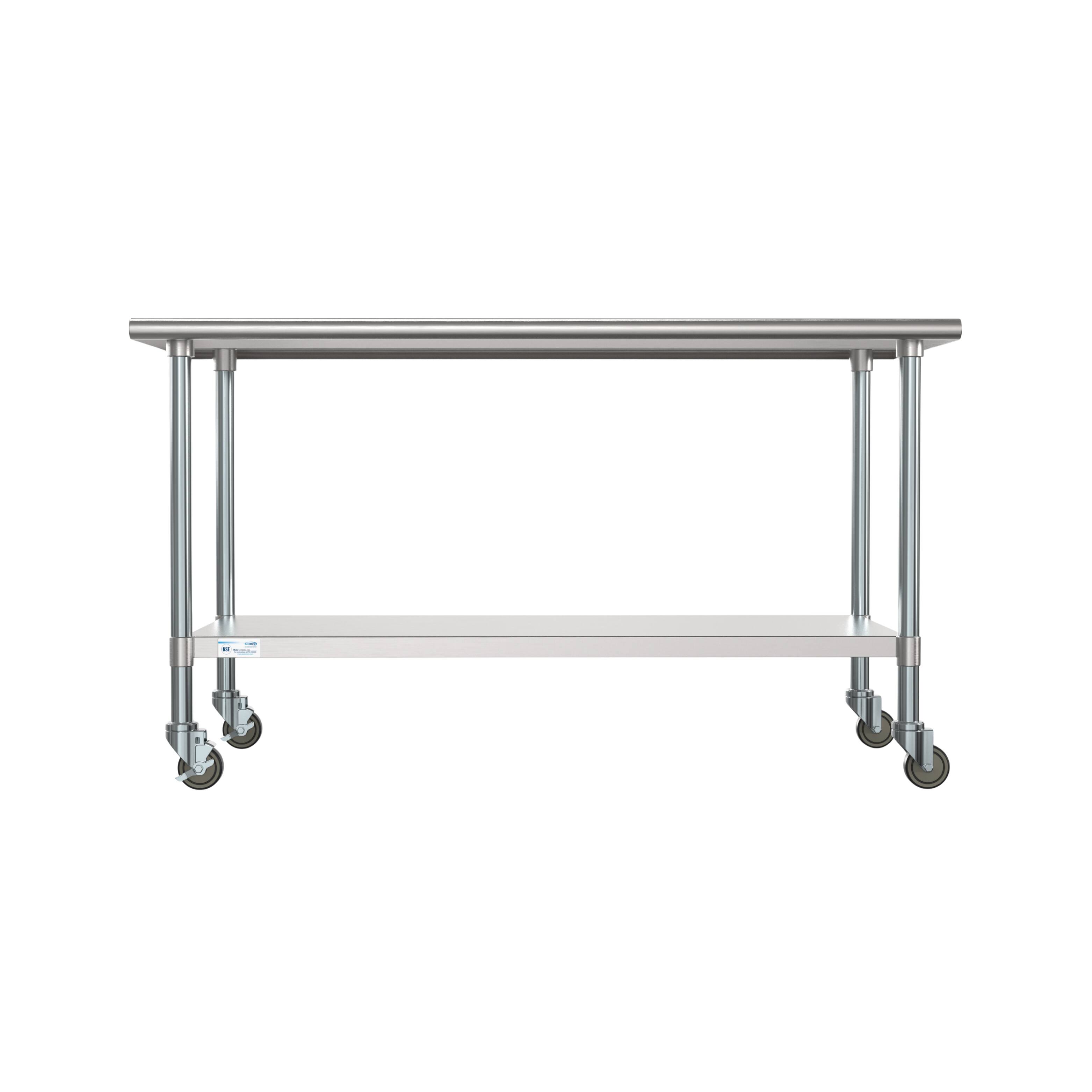 Alt View 2. Koolmore - 30" x 60" 18-Gauge 304 Stainless Steel Commercial Work Table with Casters, CT3060-18C. - Silver.