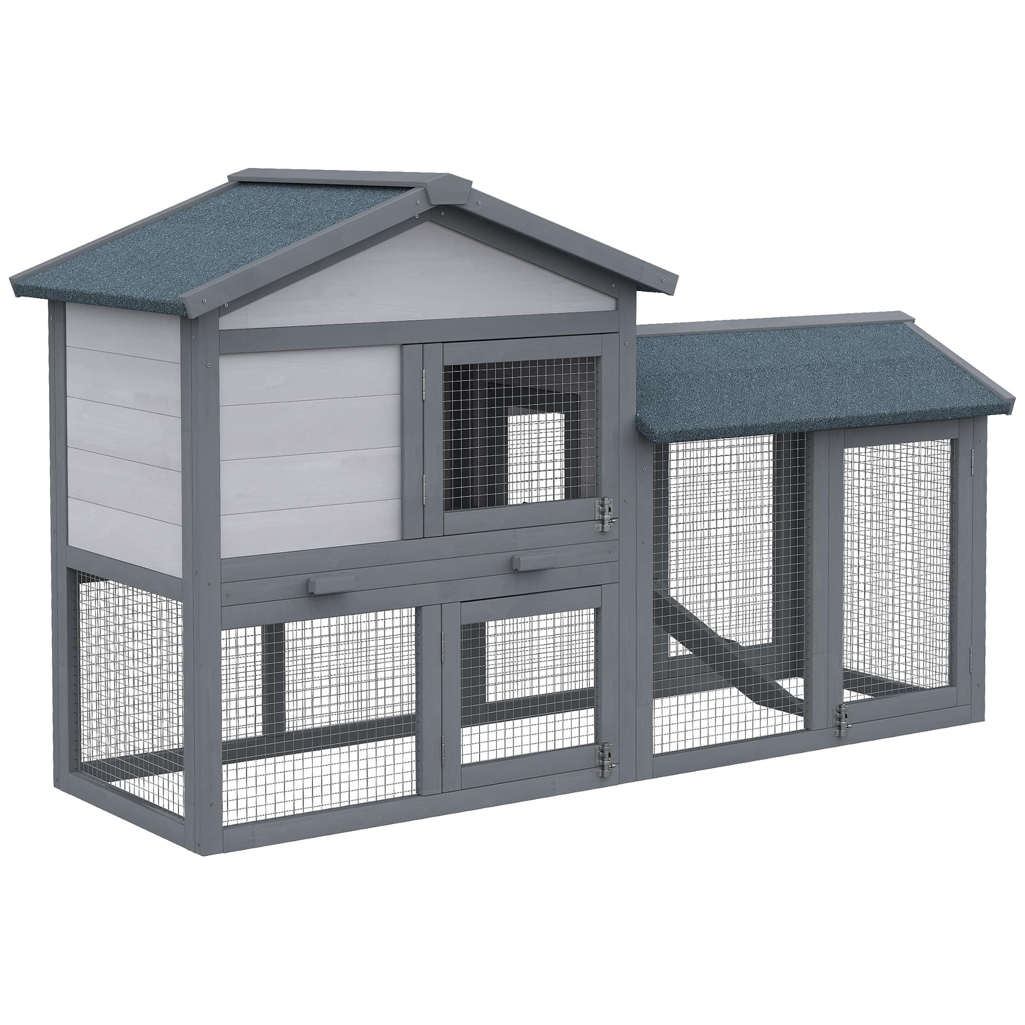"Pawhut - 58"" Wooden  Large Rabbit Hutch, Outdoor Indoor, Run, Removable Tray, Asphalt Roof, Lockable Doors, Ramp" price history on PriceWatchPro