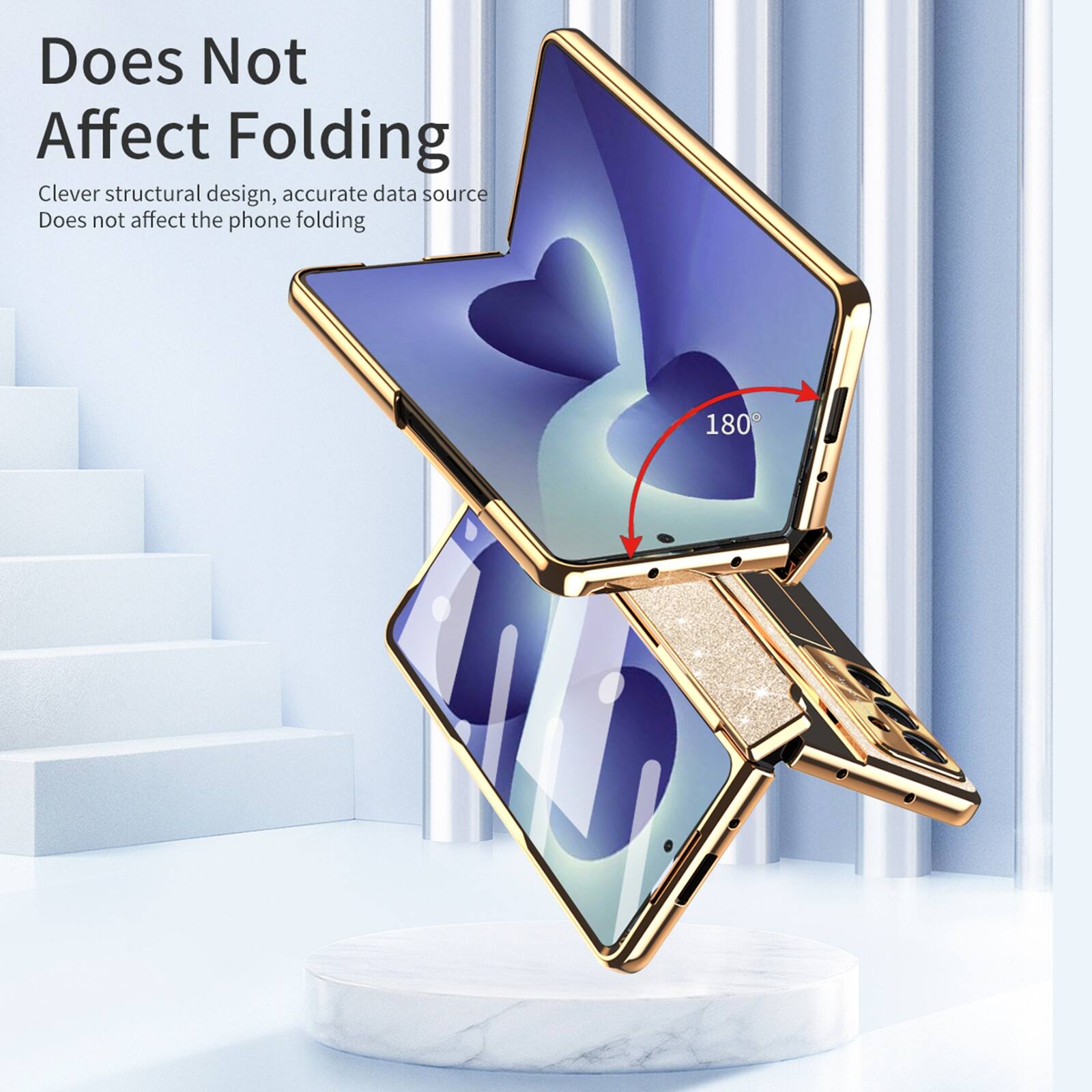 Does Not Affect Folding  
Clever structural design, accurate data source  
Does not affect the phone folding  
180°