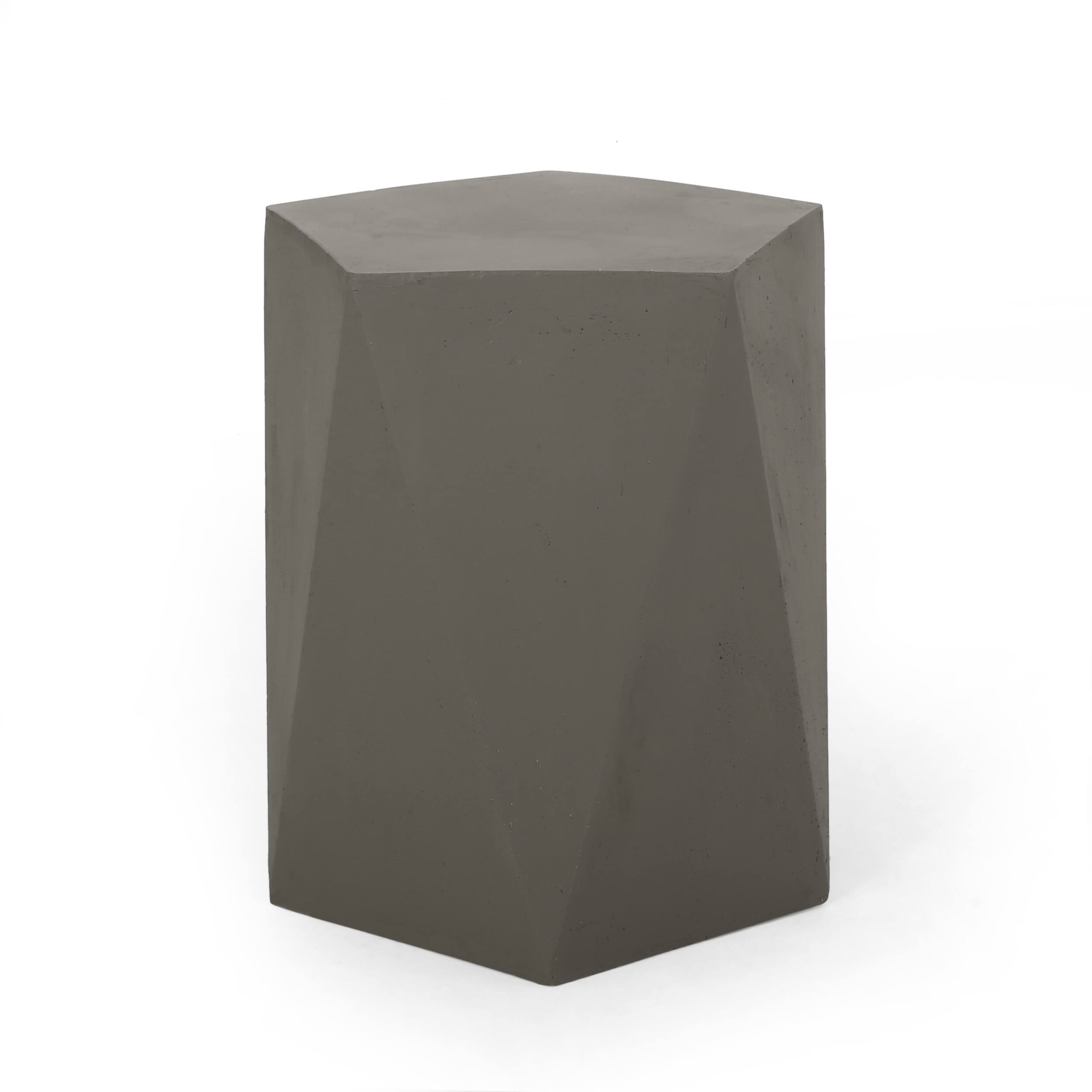 Back. Mondawe - Modern Pentagon Outdoor Side Table - Light Gray.