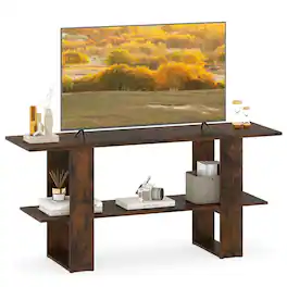 Costway - TV Stand for up to 55 Inches TV Entertainment Center with Storage Shelf for Bedroom - Rustic Brown
