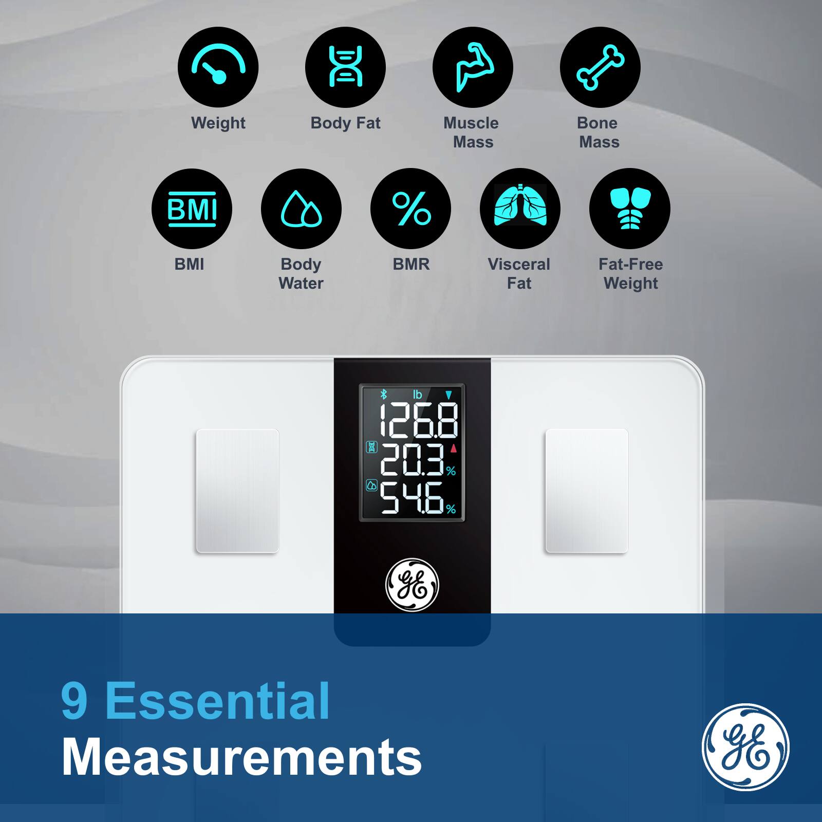 Weight Body Fat Muscle Mass Bone Mass BMI Body Water BMR Visceral Fat Fat-Free Weight

9 Essential Measurements