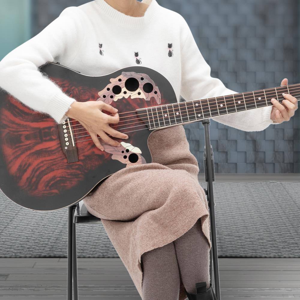 Left. Winado - 41in Acoustic-Electric Guitar,6 String Cutaway Guitar with EQ-7545R Bass Preamp Unique Round-back Design.