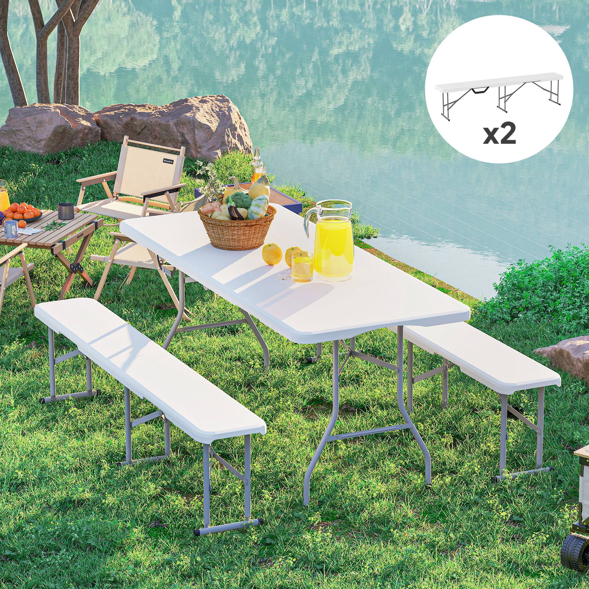 Alt View 8. Outsunny - Pack 6 ft Portable Foldable Bench Seats - White.