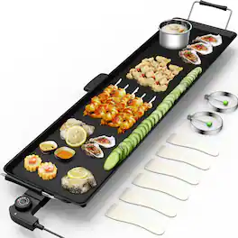 Costway - Electric Teppanyaki Table Top Grill Griddle BBQ Barbecue Nonstick Camping - Black