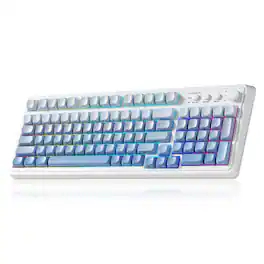 AULA - S99, 99-Key, Wireless, Membrane, Gaming Keyboard, RGB, 5-Layer Padding, 2000 mAh Battery, Knob - Gradient Blue
