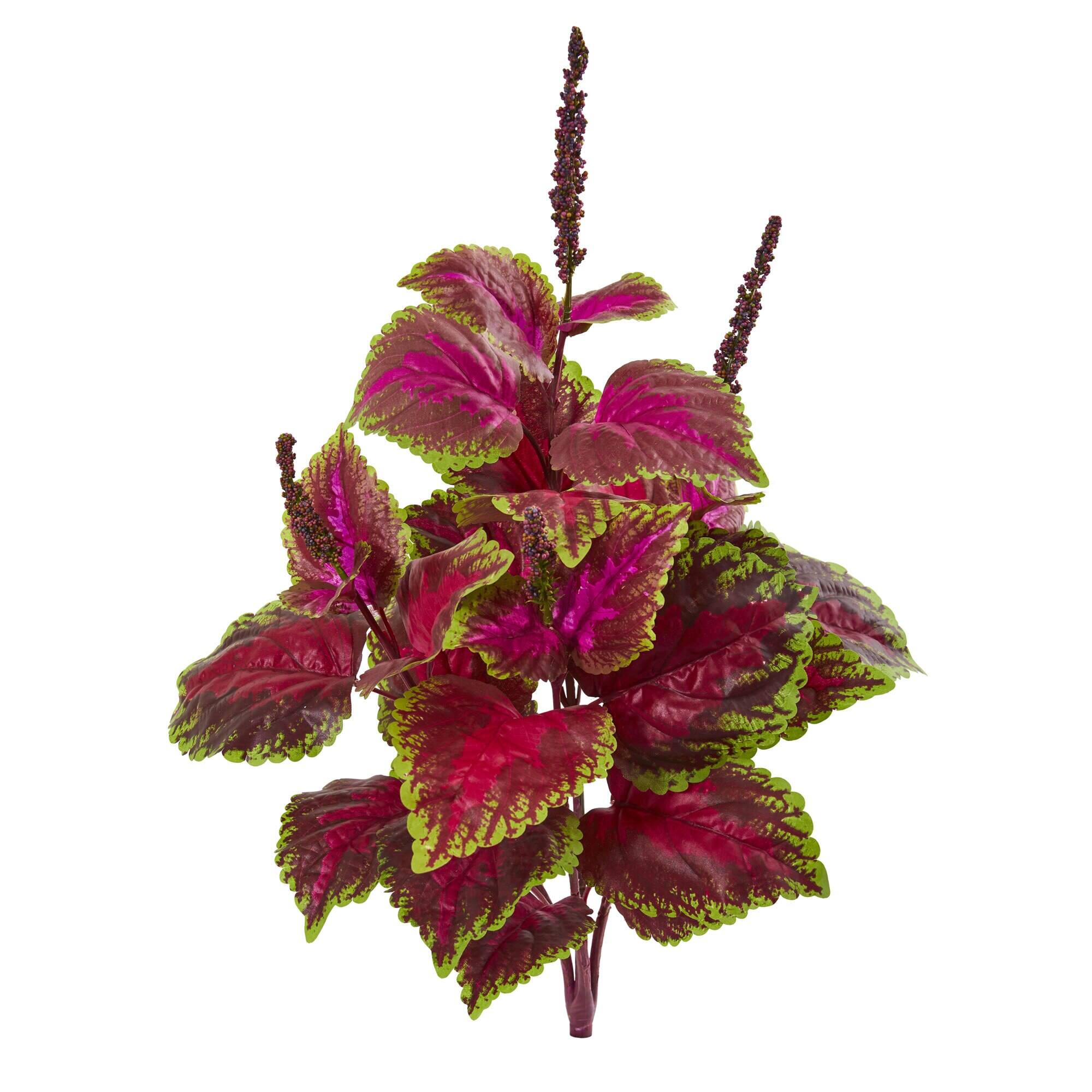 Front. BreeBe - 23" Coleus Bush Artificial Plant (Set of 6) - Green.