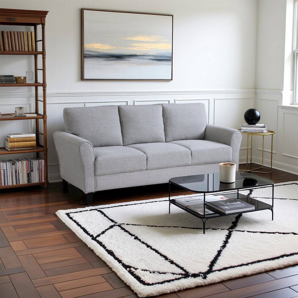 Alt View 1. Starlight Canyon Home - Dark Gray Upholstered 3 Seater Couch, Elegant Small Sofa Couch for Living Rooms - Dark Gray.