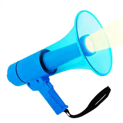Front. 5 CORE - 5 Core Megaphone 50W Waterproof Bull Horn PA Speaker w 800Yard Range Flashlight Loud Siren Voice Amp - Blue.