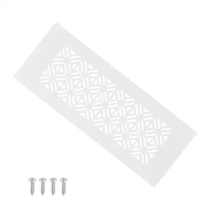 Front. Unique Bargains - 8"x3" Door Air Vent Cover, Heavy Duty Aluminum Alloy Grille Louvered with Mounting Screws for Cabinet Wardrobe - White.