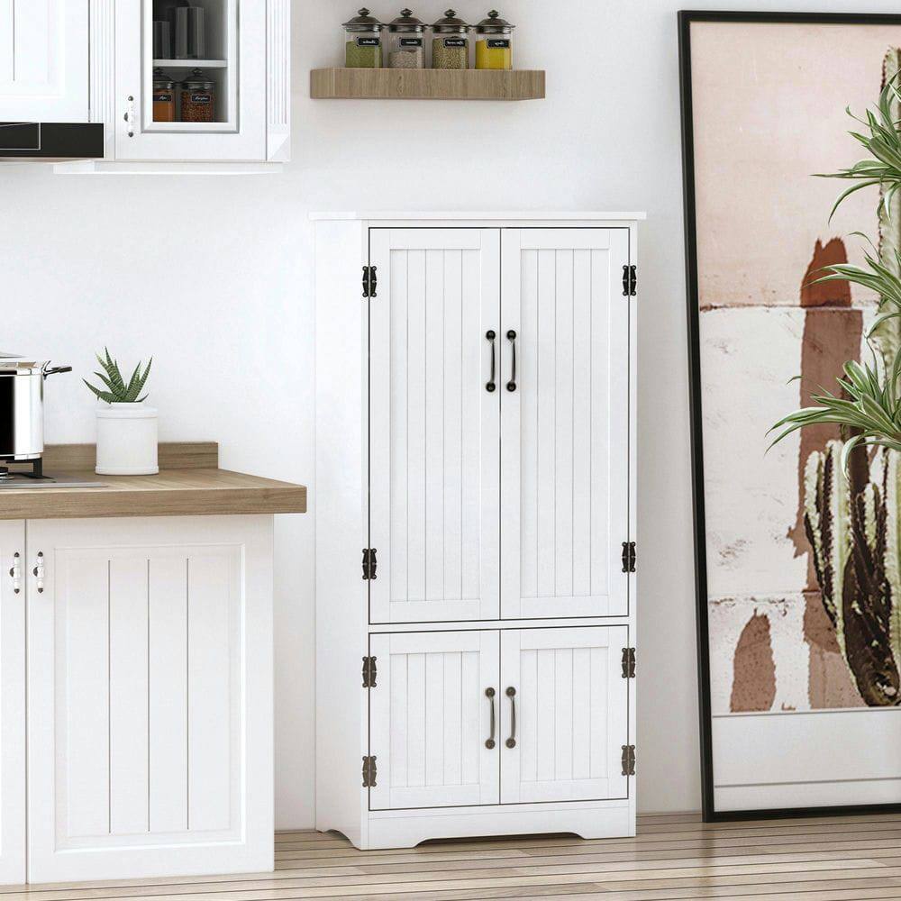 Front. Kadyn - Floor Storage Cabinet with 2 Lower Doors & Adjustable Shelves, White - White.