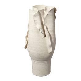 Manhattan Lane - Tio Modern Vase Vessel, Flowing Petal Folds, Porcelain 19 Inch - White