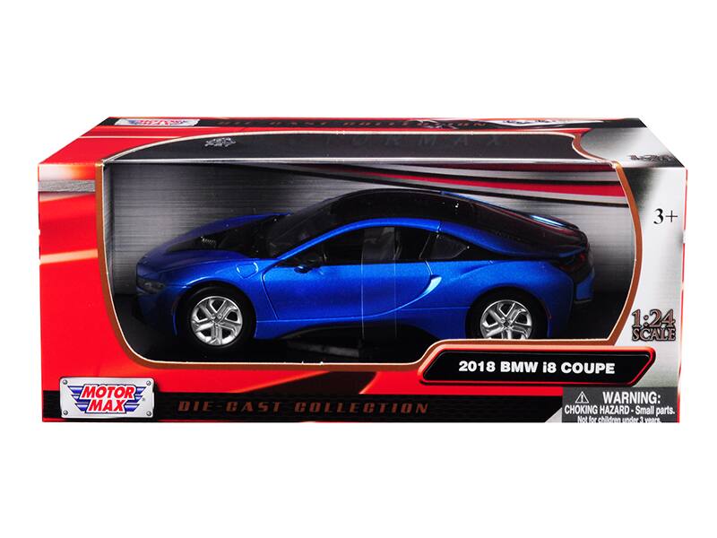 AU A 3+ 1:24 SCALE 2018 BMW i8 COUPE MOTOR MAX DIE-CAST COLLECTION  
WARNING: CHOKING HAZARD Small parts. Not for children under 3
