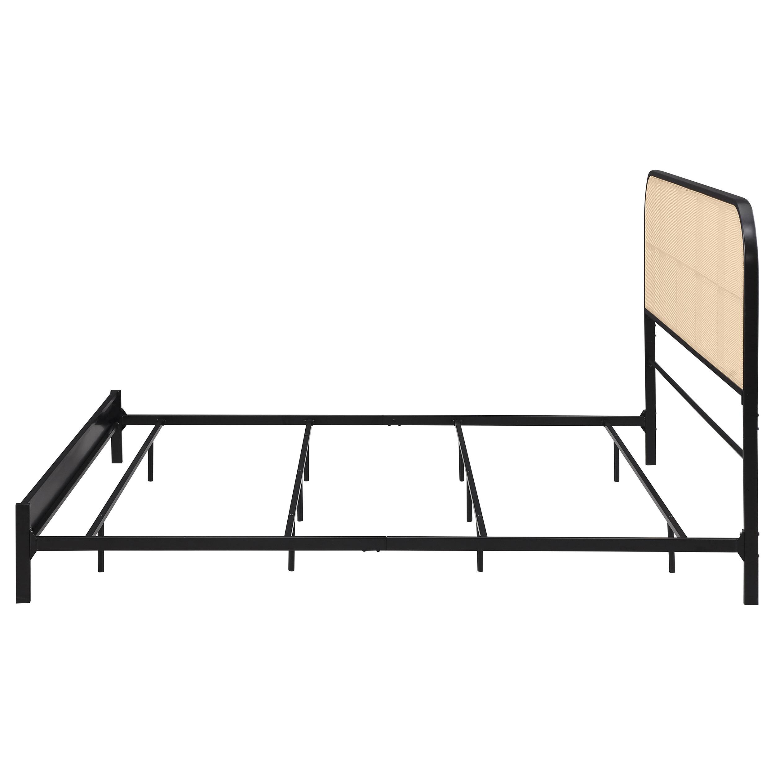 Alt View 2. Manhattan Lane - Ammy King Bed, Radio Weave Headboard, Brown Faux Rattan - Black, Brown.