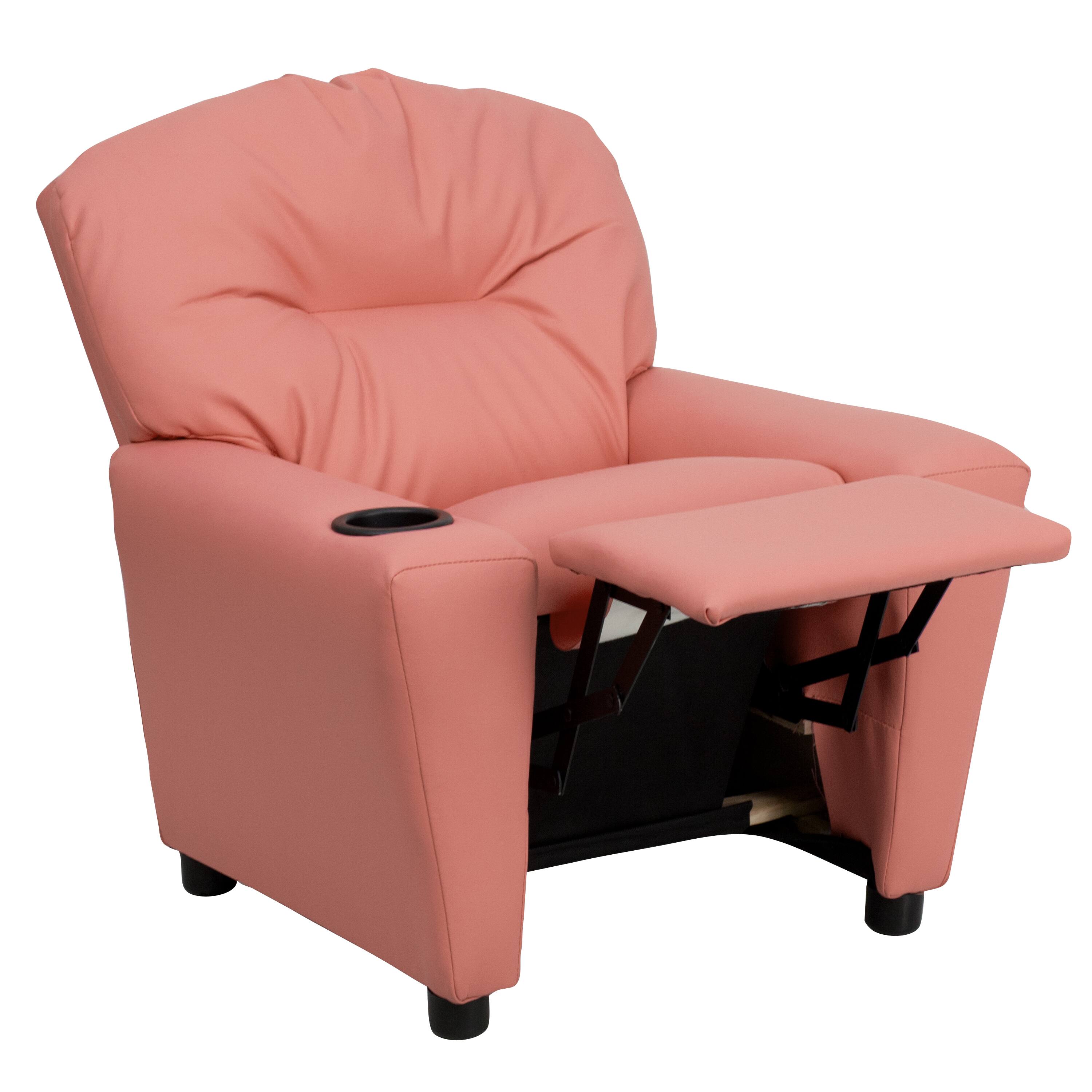 Alt View 10. Emma + Oliver - Contemporary Kids Recliner with Cup Holder - Pink Vinyl.