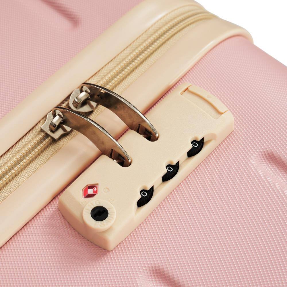 Alt View 4. BreeBe - Premium 3-Piece ABS Travel Luggage Set TSA Lock Suitcases 20, 24, 28 Inch with 360° Spinner Wheels - Pink.